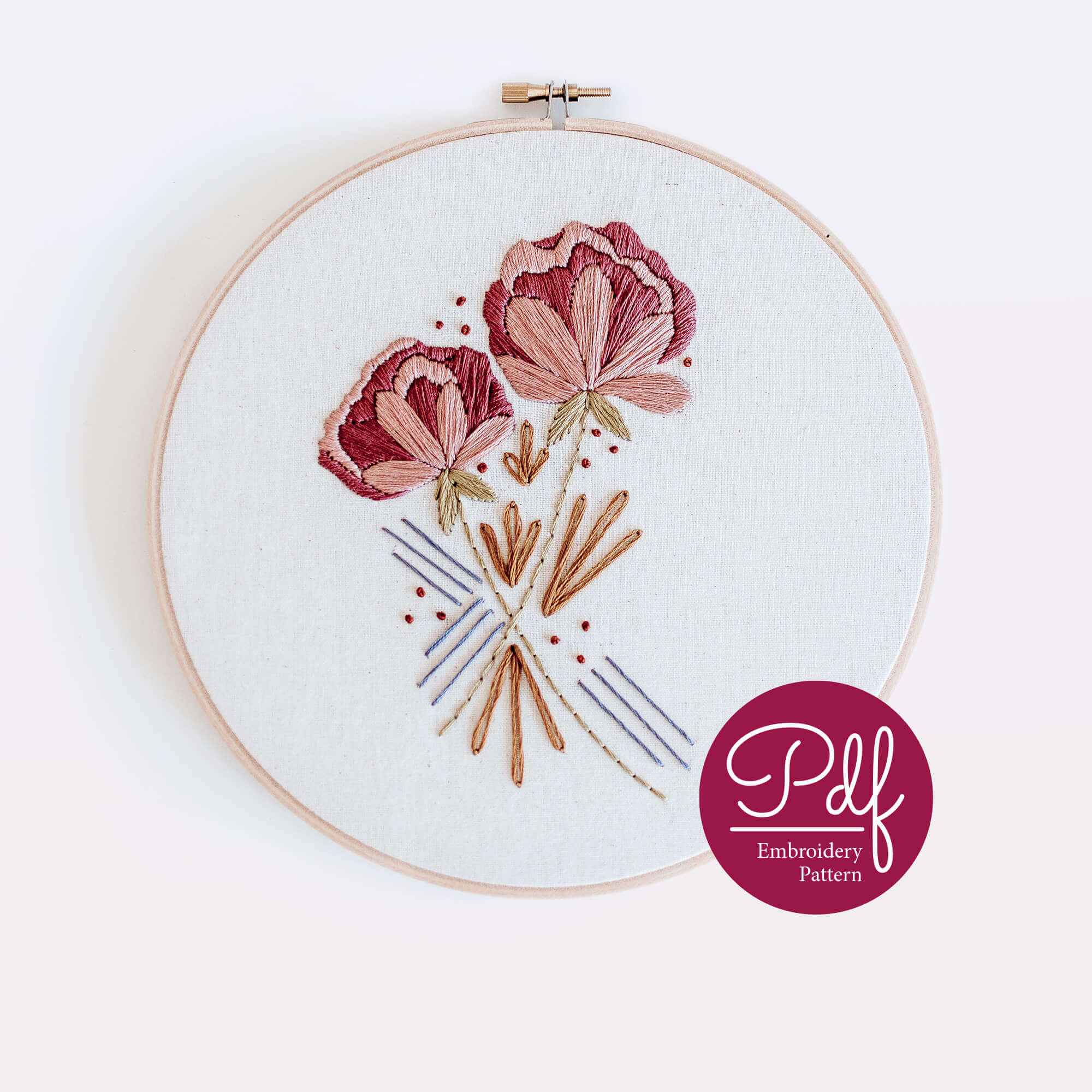 Digital Hand Embroidery Pattern Floral Design Digital PDF Download
