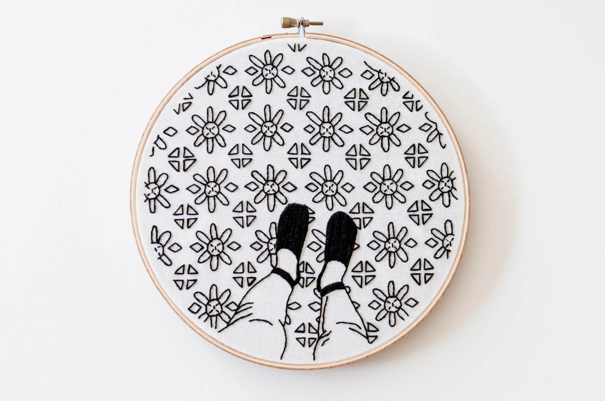 Fancy Feet Embroidery pattern PDF Digital Download & Embroidery Kit