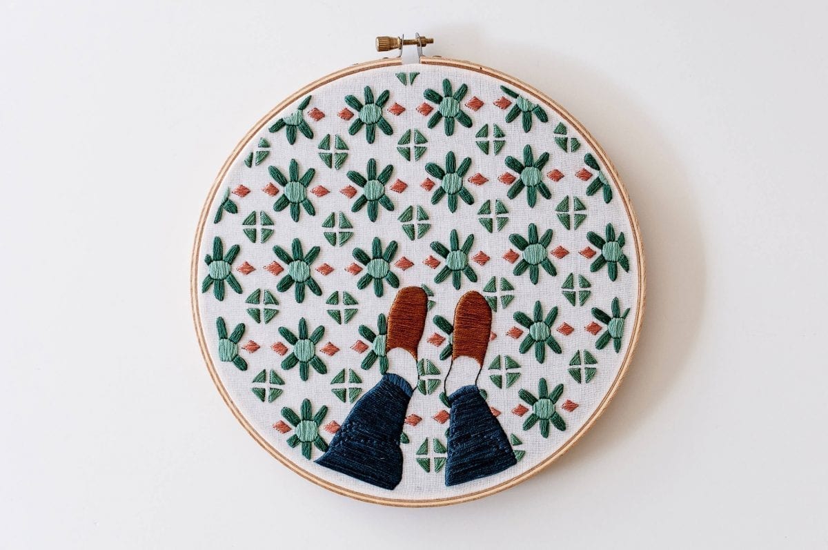Fancy Feet Embroidery pattern PDF Digital Download & Embroidery Kit