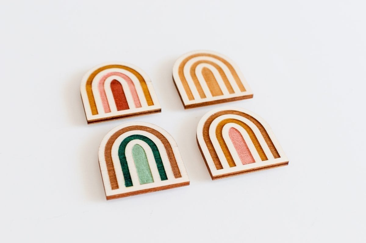 Hand Painted Wooden Embroidery Rainbow Needle Minders
