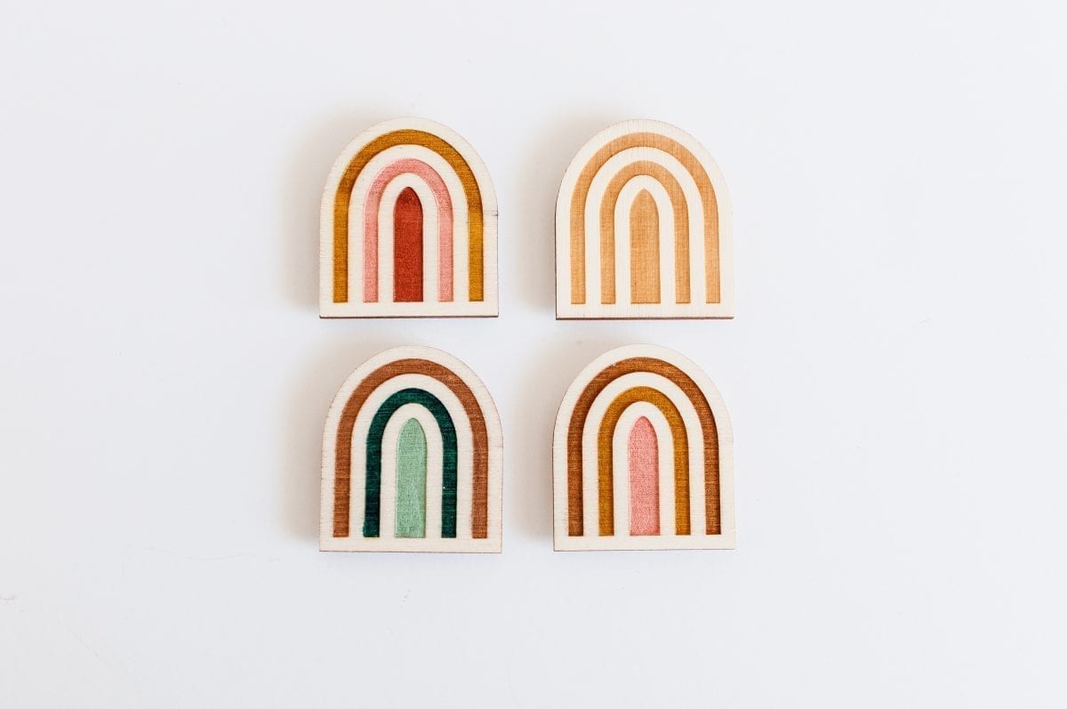 Hand Painted Wooden Embroidery Rainbow Needle Minders