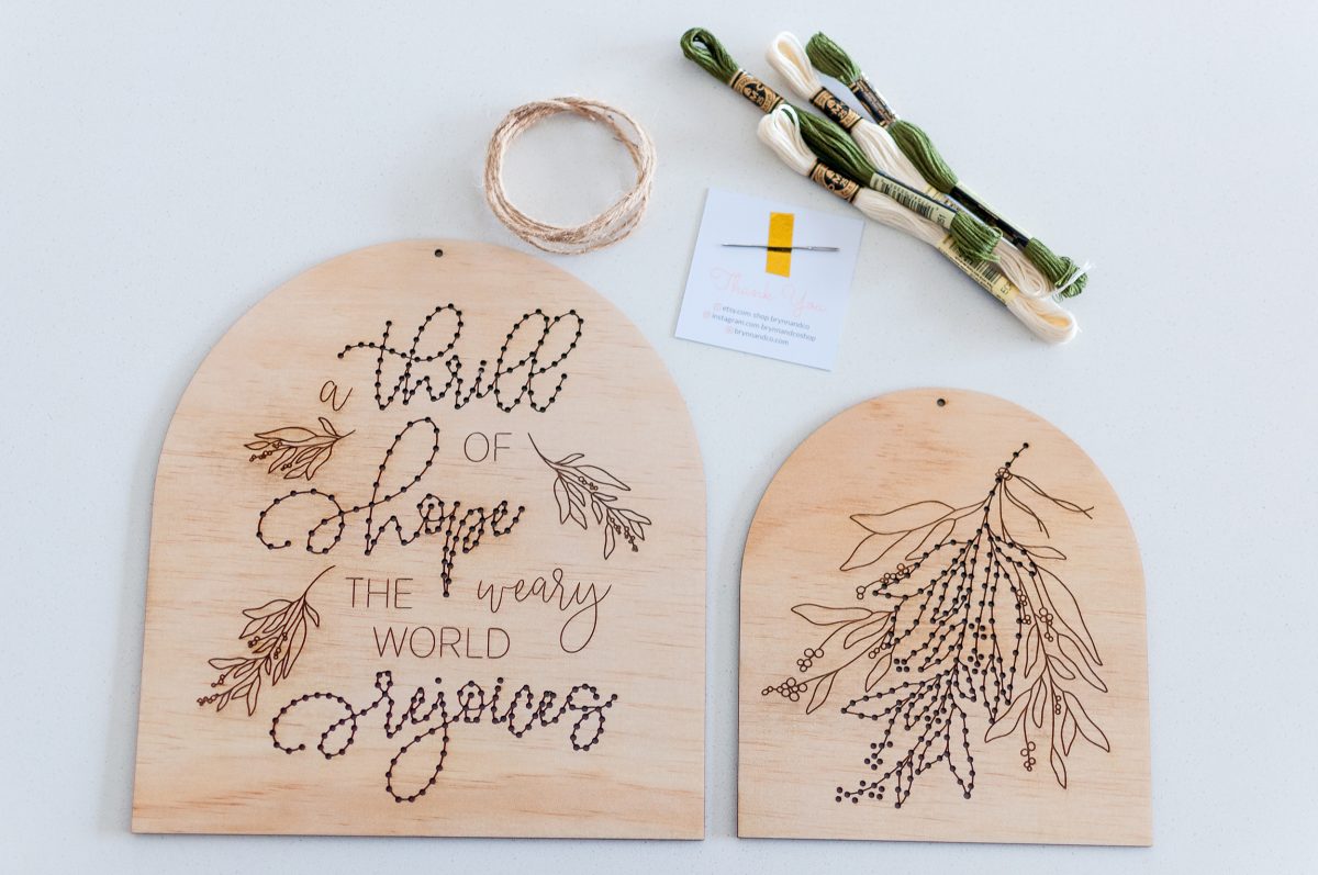 DIY Wooden Christmas Embroidery Banner Set